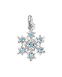 Sterling Silver Blue Swarovski Crystal Snowflake Charm