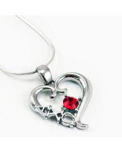 Alpha Chi Omega Red Swarovski Crystal Heart Pendant for Necklace