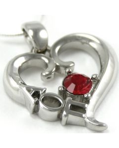 Alpha Omicron Pi Red Swarovski Crystal Heart Pendant for Necklace