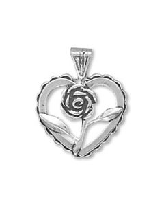 Sterling Silver Rose Heart Charm