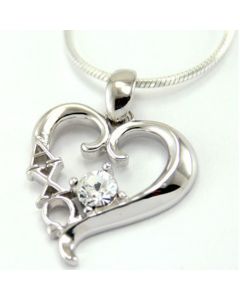 Alpha Chi Omega Clear Swarovski Crystal Heart Pendant for Necklace