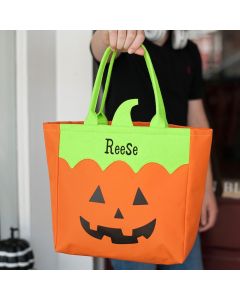 Monogrammed Halloween Pumpkin Trick-or-Treat Tote Bag