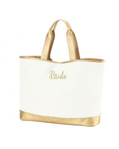 Ivory and Gold Bride Tote Bag
