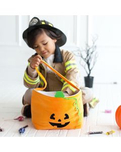 Monogrammed Halloween Plush Pumpkin Trick-or-Treat Bucket