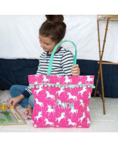 Personalized Little Girls Unicorn Tote Bag