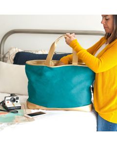 Personalized Teal and Gold Tote Bag