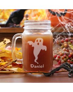 Personalized Halloween Ghost Mason Jar Glass