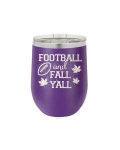 Purple Football and Fall Y'all Insulated Wine Tumbler