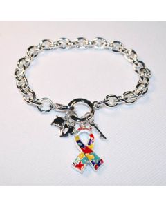 Autism Awareness Enamel Ribbon Charm Bracelet