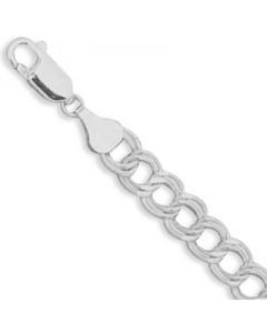 8 Inch Sterling Silver Double Link Charm Bracelet