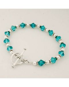 Turquoise Blue Swarovski Crystal Beaded Toggle Bracelet