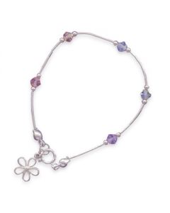 Girls Pastel Swarovski Crystal Flower Charm Bracelet