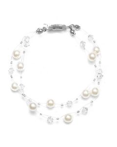 Custom Swarovski Crystal and Pearl Illusion Bracelet - Up to 6 Strands