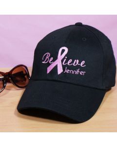 Believe Pink Ribbon Breast Cancer Awareness Baseball Cap Hat