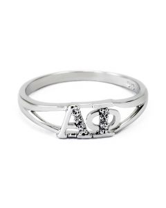 Alpha Phi Greek Letter Ring with Diamonds