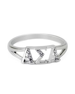 Alpha Sigma Alpha Greek Letter Ring with Diamonds