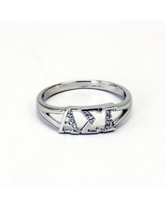 Alpha Sigma Tau Greek Letter Ring with Diamonds