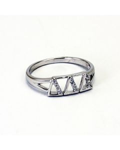 Tri Delta Delta Delta Greek Letter Ring with Diamonds