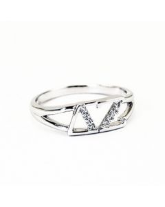 Delta Zeta Greek Letter Ring with Diamonds
