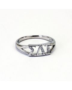 Sigma Delta Tau Greek Letter Ring with Diamonds
