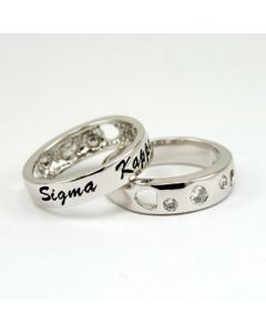 Sigma Kappa Heart CZ Band Ring