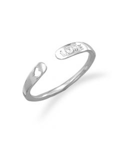 Sterling Silver Small Love Adjustable Ring