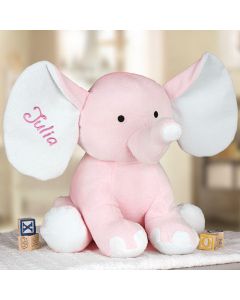 Personalized Pink Plush Elephant for Baby Girl