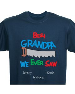 Best We Ever Saw Handyman Dad or Grandpa Personalized T-Shirt in Navy