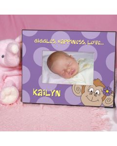 Personalized Monkey Picture Frame for Baby Girl
