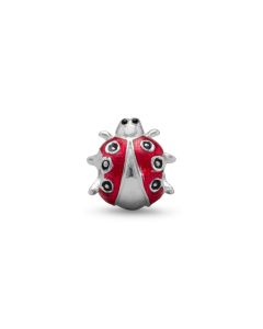Sterling Silver Red and Black Ladybug Euro Bead