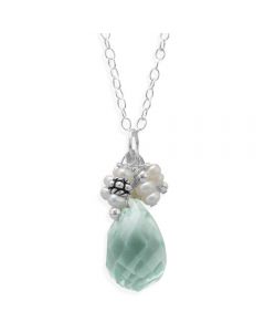 Pearl and Aqua Blue Drop Necklace