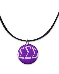 Colorful Sorority Disc Black Suede Necklace