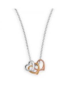Tri-Tone Floating Heart Necklace