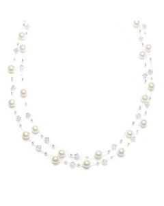 Custom Swarovski Crystal and Pearl Illusion Necklace - Up to 6 Strands