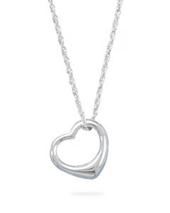 Sterling Silver Floating Heart Charm Necklace