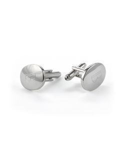 Oval Engraved Silver Cuff Links