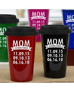 Personalized Mom Established Coffee Travel Mug