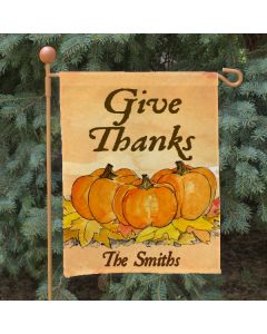 Personalized Give Thanks Thanksgiving Garden Flag
