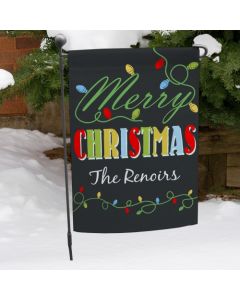 Personalized Merry Christmas Lights Garden Flag