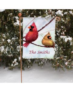 Personalized Winter Cardinals Garden Flag