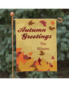 Personalized Autumn Greetings Garden Flag