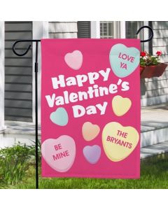 Personalized Valentine’s Day Candy Hearts Garden Flag