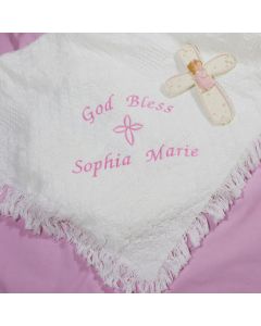 Personalized God Bless Baby Girl Afghan Blanket