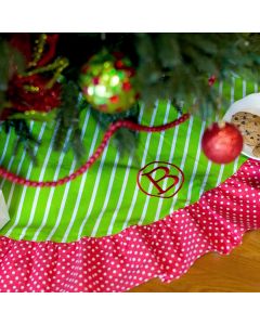 Personalized Red and Green Patterned Christmas Tree Skirts