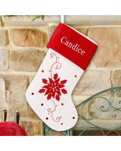 Personalized Poinsettia Christmas Stocking