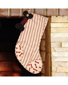 Personalized Dog Bone Striped Christmas Stocking