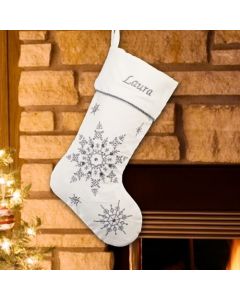Silver Snowflake Personalized Christmas Stocking
