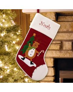 Personalized Burgundy Reindeer Christmas Stocking