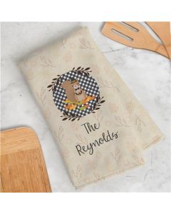 Personalized Fall Squirrel Dish Towel
