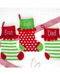 Monogrammed Whimsical Pom Knit Christmas Stocking